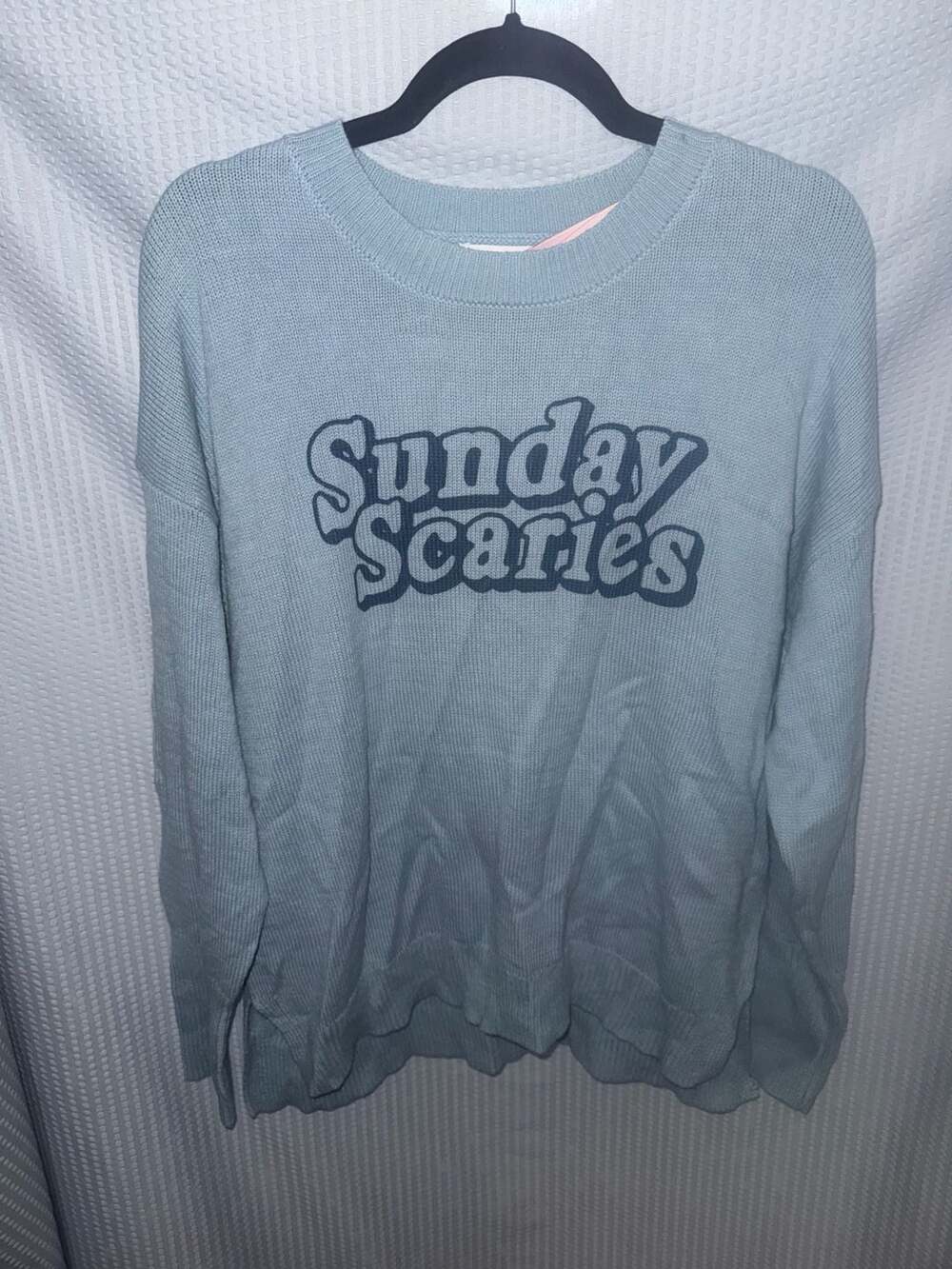 Sincerely Jules Sunday Scaries Blue Knit Sweater Pullover